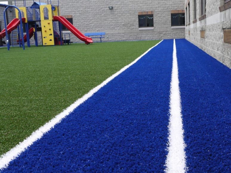 Blackhawk Christian School playground with four square court designed into Playground Grass® Academy installed by ForeverLawn of Ohio